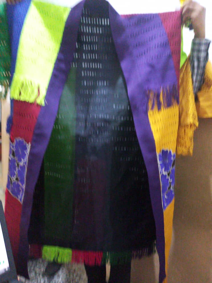 Aso-oke kimono jacket with pocket Emb